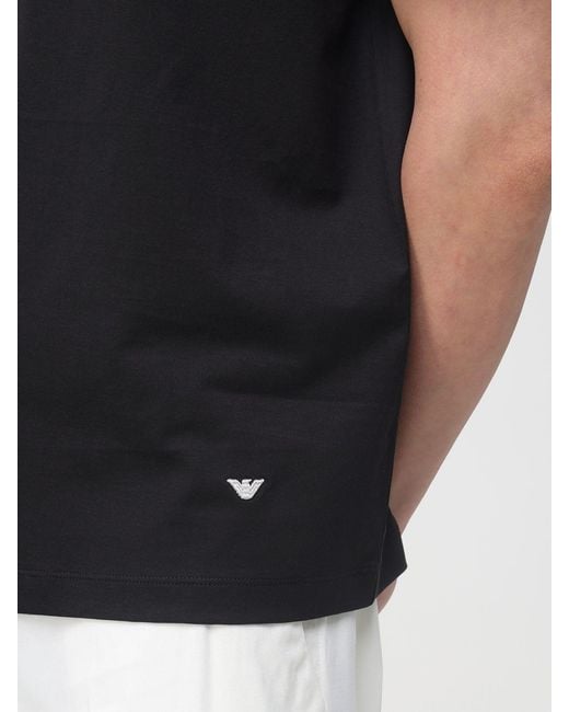 Emporio Armani Black Cotton Polo Shirt for men