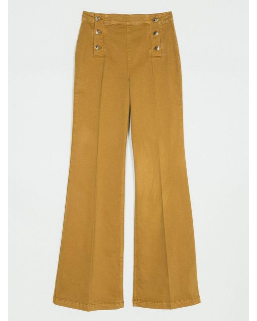 Twinset Yellow Flared Stretch Cotton Trousers