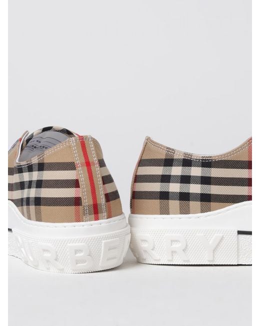 Burberry White Jack Check Canvas And Rubber Sneakers for men