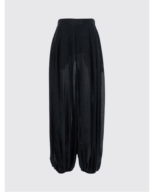 Semicouture Black High-Waisted Wide-Leg Cotton And Silk Trousers