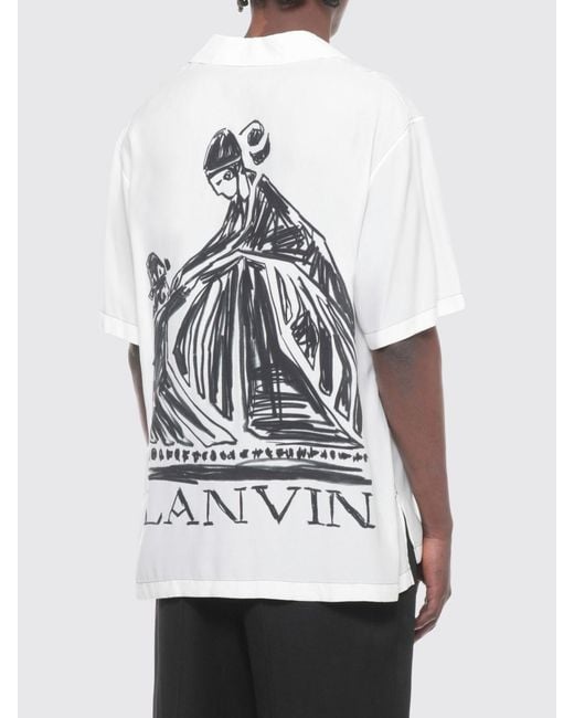 Lanvin White Rayon Shirt With Logo Print for men