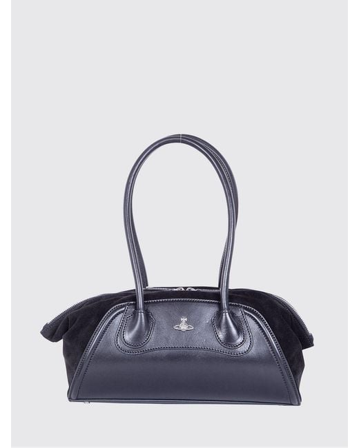 Vivienne Westwood Blue Shirley Smooth Leather Shoulder Bag With Orb Logo