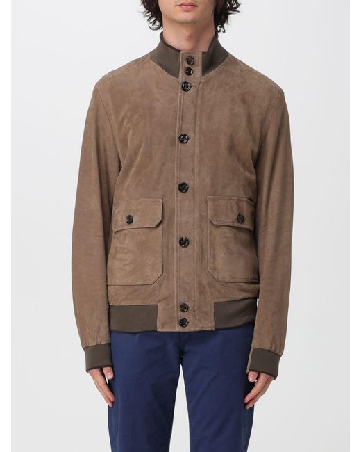 Moorer Blue Carlos-Ur Suede Bomber Jacket for men