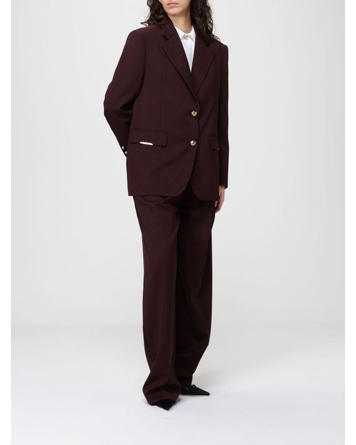 Elisabetta Franchi Purple Virgin Wool Blend Single-Breasted Blazer