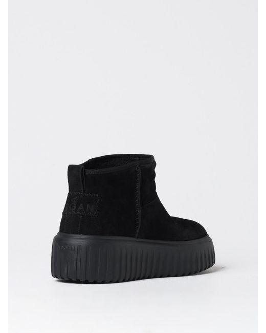 Hogan Black Logopatch Suede Boots