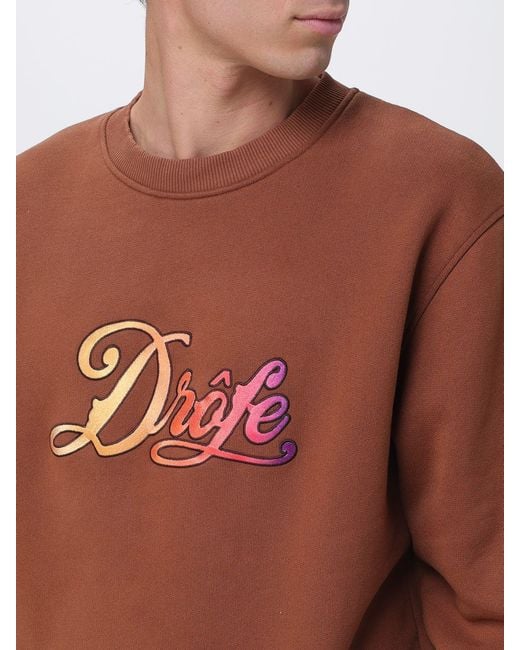 Drole de Monsieur Orange Cotton Blend Crewneck Sweatshirt With Logo for men