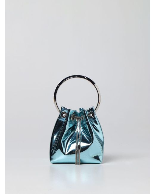 Jimmy Choo Blue Bon Bon Mirror-effect Fabric Bag