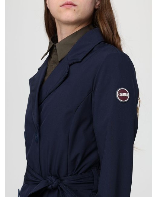Colmar Blue Double-Breasted Polyester Trench Coat