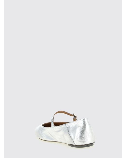 Marsèll White Strascico Laminated Leather Ballerinas