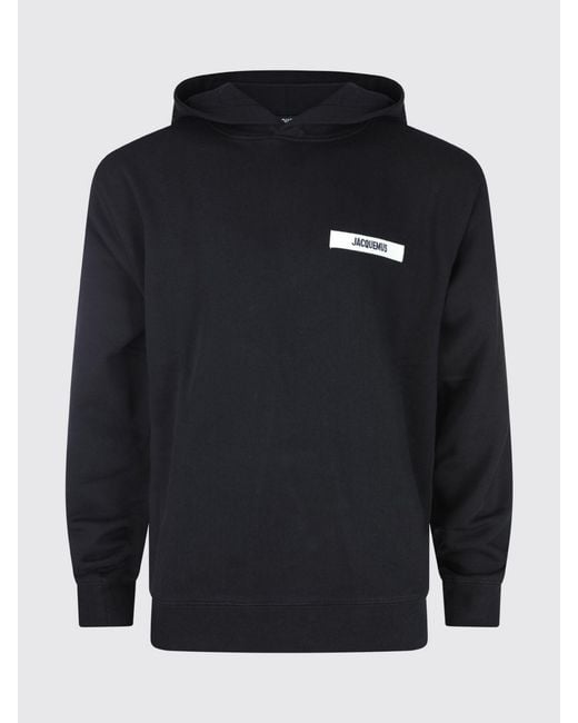 Jacquemus Blue Cotton Hoodie With Logo for men