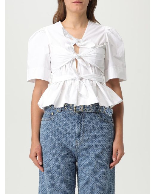 Ganni White Cotton Blouse
