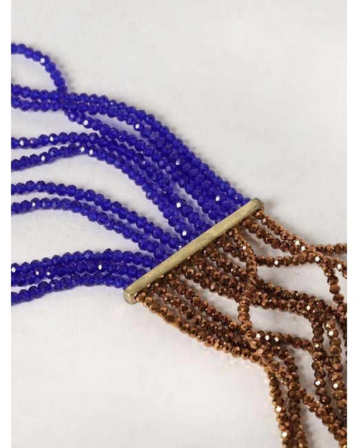 ALLUJEWELS Blue Charleston Style Multi-Strand Necklace With Bicolour Resin Beads