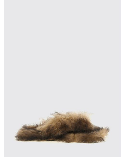 Dolce & Gabbana Brown Dolce &Amp Gabbana Fur Flip Flops