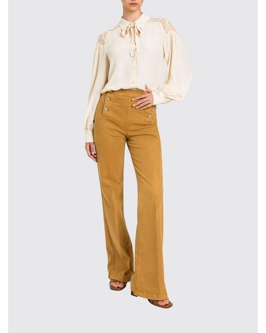 Twinset White Viscose Blend Shirt With Lace Inserts