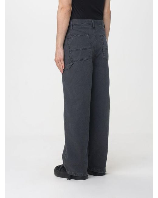 Carhartt Blue Parish Wide Leg Ribbed Cotton Trousers for men