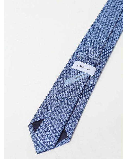 Cravatta Intreccio in seta stampata di Ferragamo in Blue da Uomo