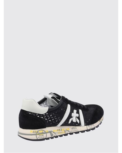 Premiata White Lucy Suede And Perforated Fabric Sneakers