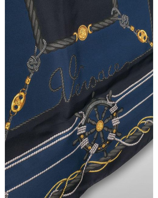 Foulard in twill di seta stampato di Versace in Blue da Uomo