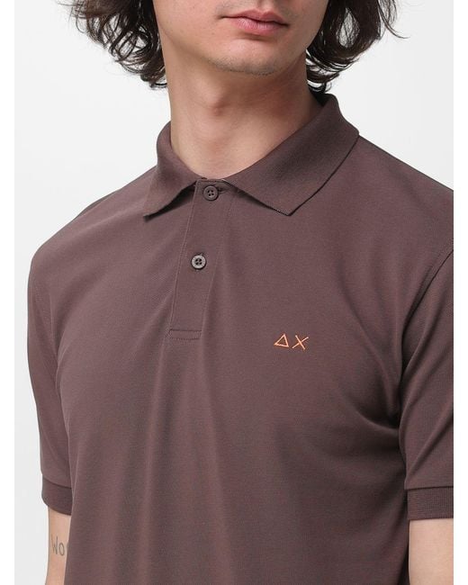 Sun 68 Purple Cotton Logo Polo Shirt for men