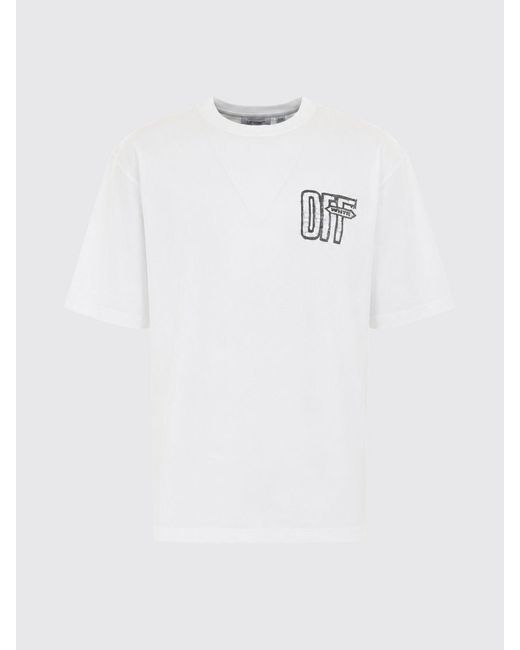 Off-White c/o Virgil Abloh White Cotton T-Shirt With Contrasting Logo And Arrow Print for men