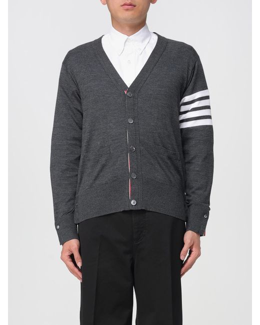 Cardigan Di Lana A Righe di Thom Browne in Gray da Uomo