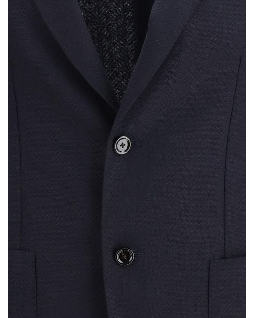 Lardini Blue Single-Breasted Wool Blazer for men