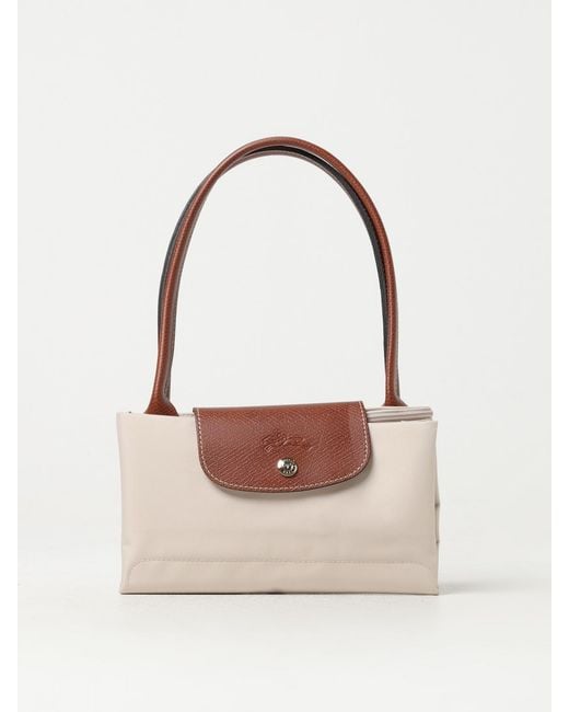 Longchamp Natural Le Pliage Original M Nylon And Grained Leather Bag