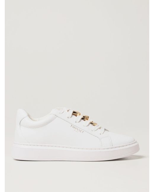 Twin-Set Fall Winter 20/21 croco print low top sneakers in black -  202TCP034 04291