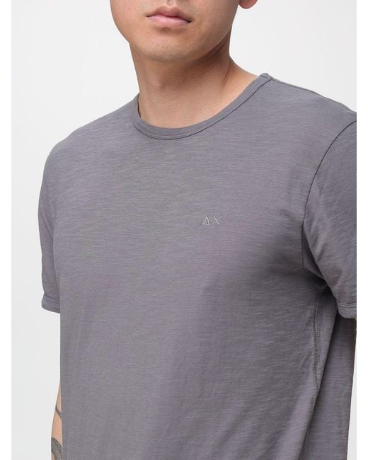 Sun 68 Gray Basic Cotton T-Shirt for men