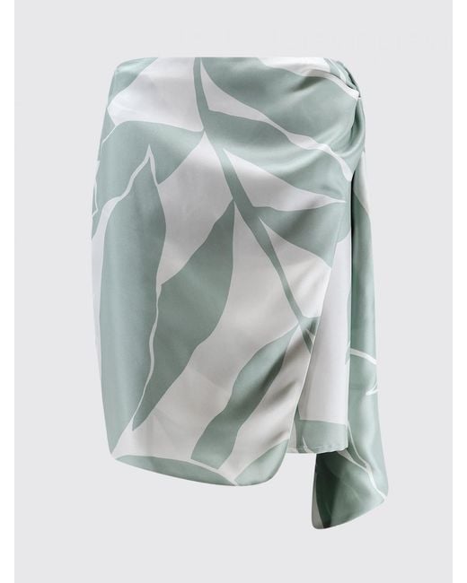 Max Mara Blue Printed Silk Pareo Skirt