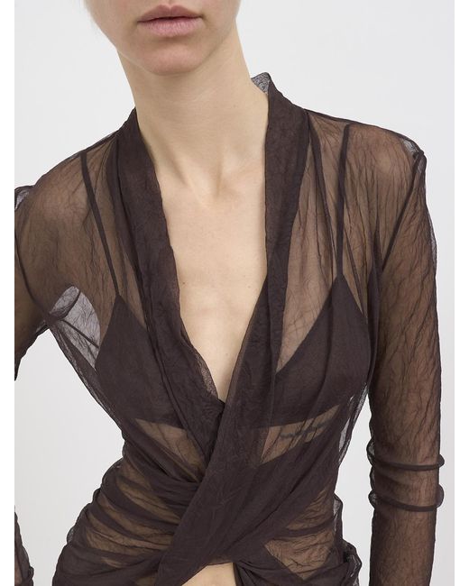 Yehuafan Brown Polyamide Top