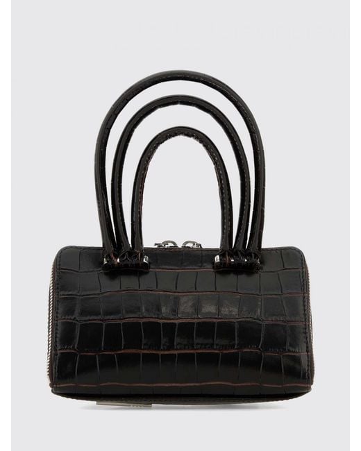 The Attico Black Mini Friday Crocodile Print Leather Bag