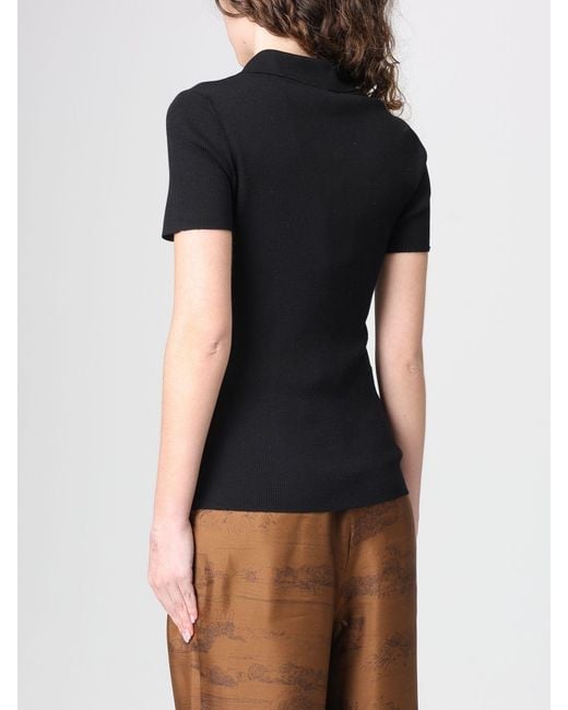 Max Mara Black Basic Wool Knit Polo