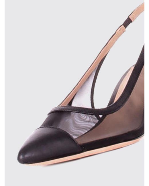 Ralph Lauren Black Mesh And Leather Slingback Ralph Lauren
