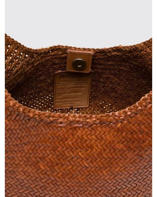 Dragon Diffusion Brown Mezza Luna Woven Leather Bag