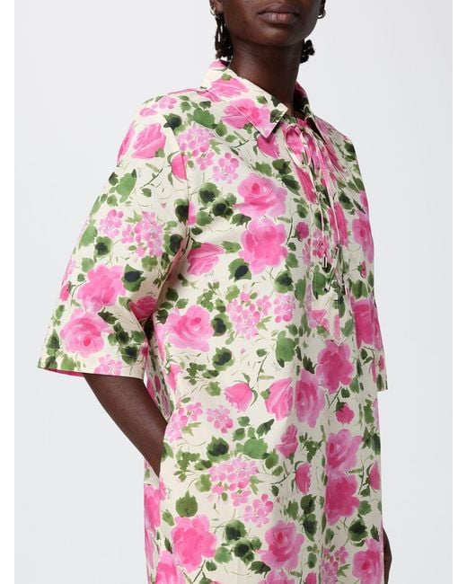 Liu Jo Multicolor Cotton Poplin Dress With Floral Print