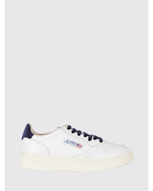 Autry White Dallas Low Calfskin Trainers With Python-Effect Inserts