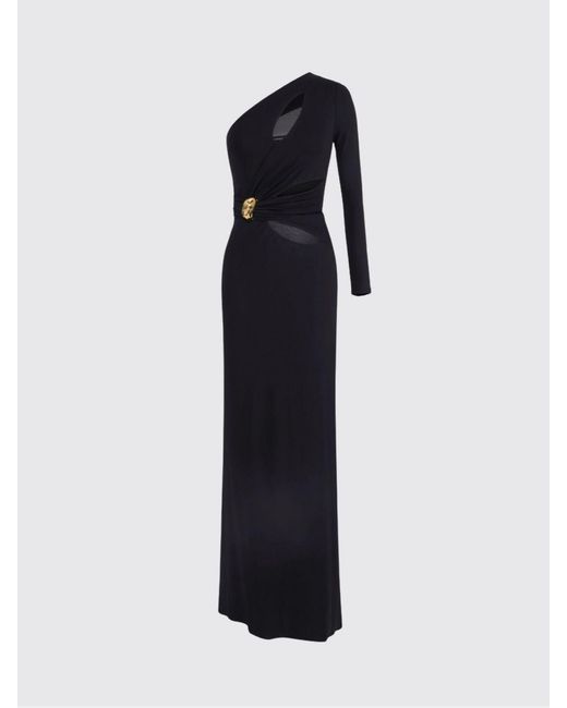 Elisabetta Franchi Black One-Shoulder Long Evening Gown