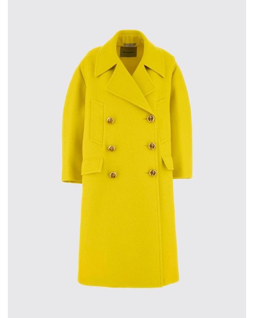 Balenciaga Yellow Wool Double Breasted Coat