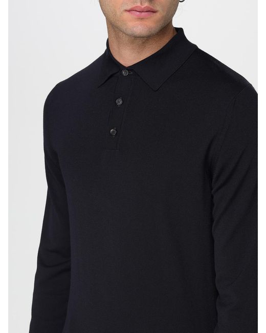 Zanone Blue Virgin Wool Knit Polo Shirt for men