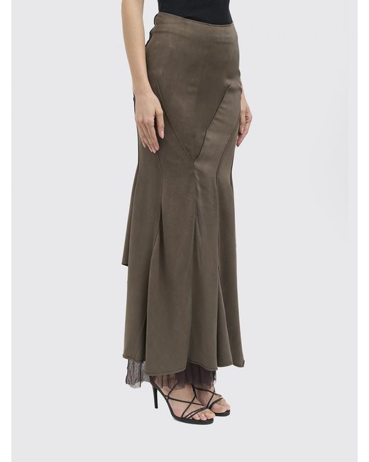 Yehuafan Gray Silk Asymmetric Skirt