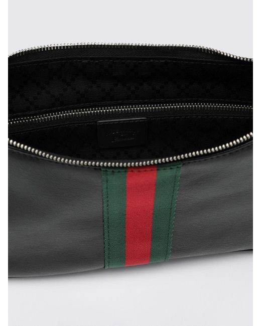 Gucci Black Lunetta Web Leather Shoulder Bag for men