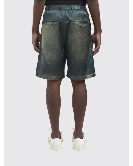 Maison Mihara Yasuhiro Green Abstract Print Cotton Jogging Shorts With Distressed Effect for men