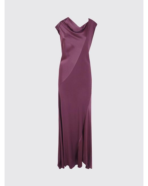 Alberta Ferretti Purple Long Satin Slip Dress For Ceremonies And Events
