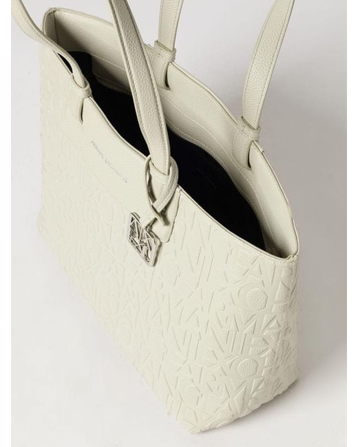 ARMANI EXCHANGE Natural Grained Synthetic Leather Tote Bag With Embossed Logo