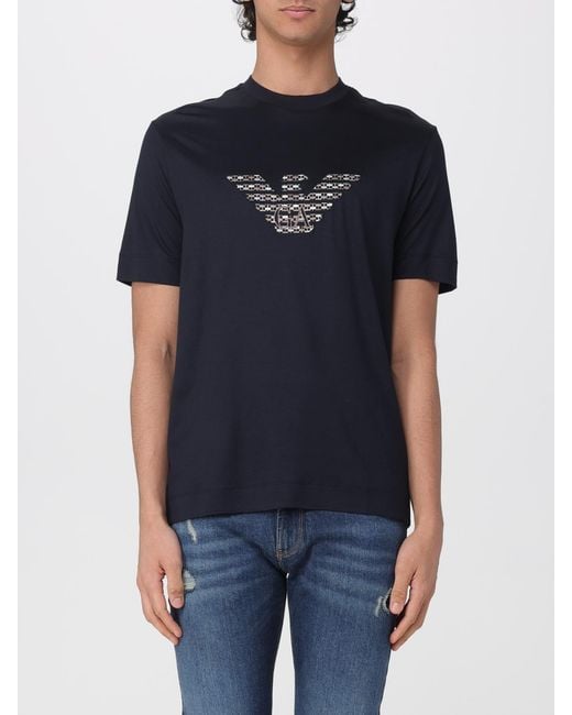 Emporio Armani Blue T-Shirt With Logo for men