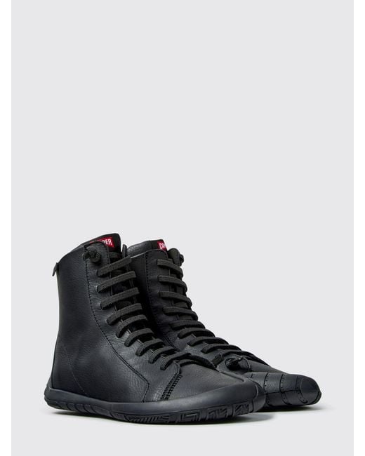 Camper Black Outdoor Smooth Calfskin Boots With Side Zip