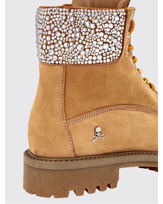 Philipp Plein Natural Flat Ankle Boots