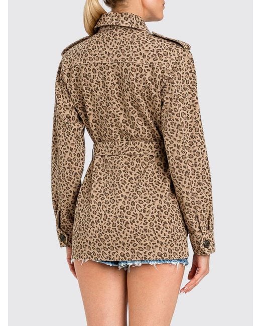 Twinset Brown Animal Print Cotton Safari Jacket