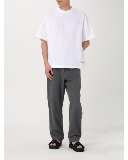 T-shirt in cotone con logo ricamato di Carhartt in White da Uomo